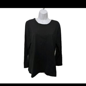 Susan Graver Stretch Basic Tee Long Sleeve T Shirt Black L Mature Base Layer #8
